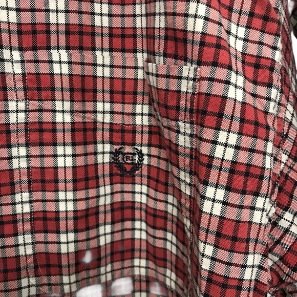 Chaps Ralph Lauren Red Blue Plaid Mens XXL Button Down Short Sleeve Shirt Logo - Picture 3 of 6